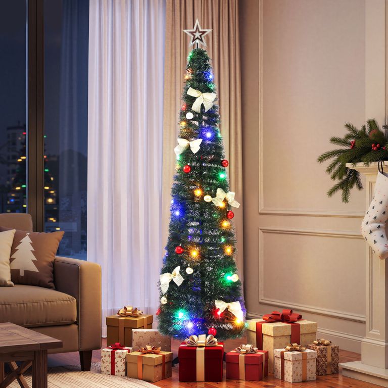 jingle jollys pop up christmas tree pre decorated multicolour led 155cm