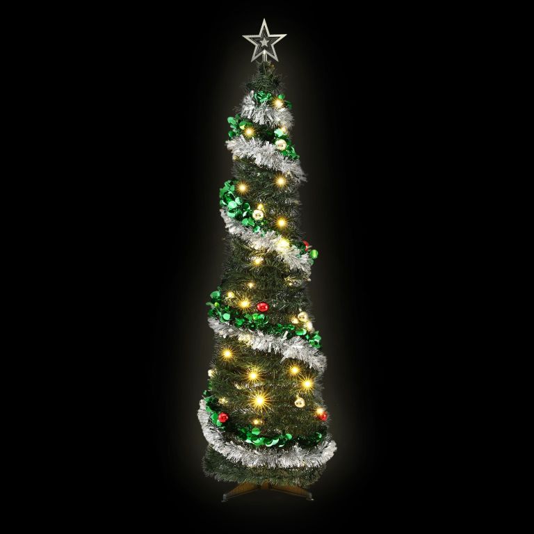 jingle jollys pop up christmas tree pre decorated warm white led 155cm
