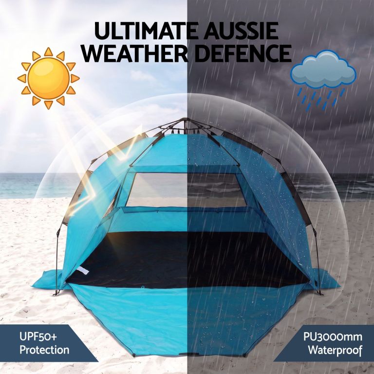 weisshorn beach tent 3 4 person pop up sun shade upf 50 automatic outdoor blue