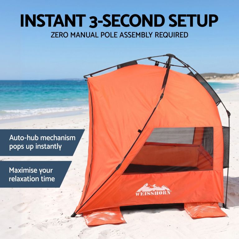 weisshorn beach tent 3 4 person pop up sun shade upf 50 automatic outdoor orange weisshorn beach tent 3 4 person pop up sun shade upf 50 automatic outdoor orange