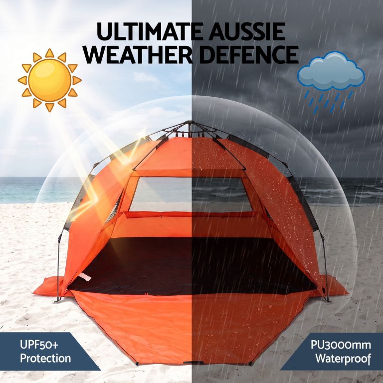 weisshorn beach tent 3 4 person pop up sun shade upf 50 automatic outdoor orange weisshorn beach tent 3 4 person pop up sun shade upf 50 automatic outdoor orange