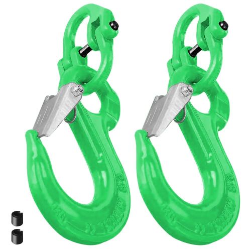 2sets 2t sling hook with hammerlock heavy duty safety latch swivel winch hook for trailer safety chain green