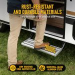 heavy duty pull out caravan step – folding aluminium rv entry step, non slip portable camping step, space saving retractable design, 58 x 54 x 17cm