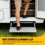 heavy duty pull out caravan step – folding aluminium rv entry step, non slip portable camping step, space saving retractable design, 58 x 54 x 17cm