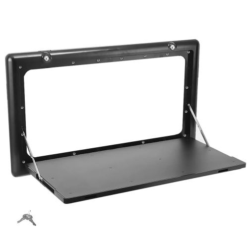 folding caravan table – lockable space saving portable table for camper, motorhome & rv, 25kg capacity, black