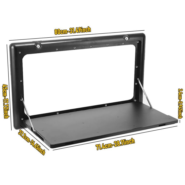folding caravan table – lockable space saving portable table for camper, motorhome & rv, 25kg capacity, black folding caravan table – lockable space saving portable table for camper, motorhome & rv, 25kg capacity, black