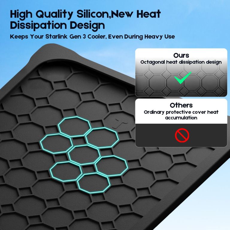 silicone cover for starlink gen 3 standard, waterproof protective case, anti scratch, sand & hail protection, black