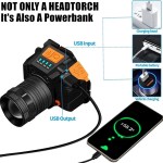 usb rechargeable black t6 led headlamp with motion sensor for outdoor camping and fishing
