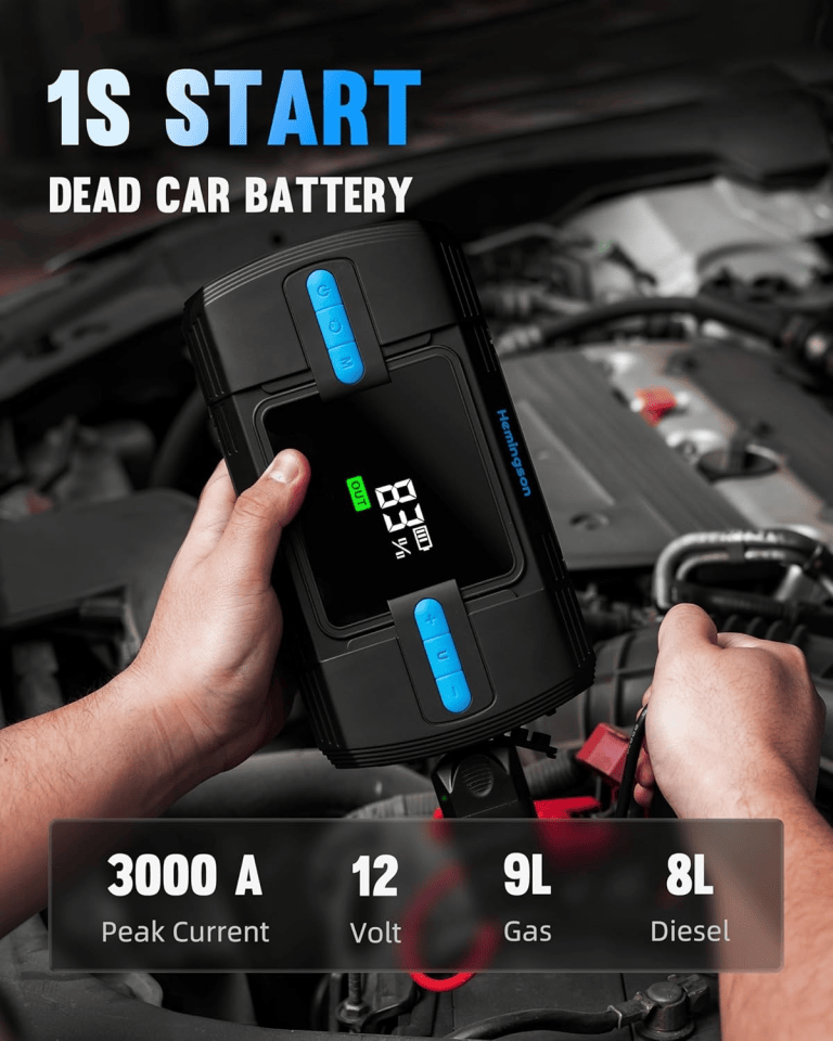 car jump starter with air compressor, hemingson 160psi 3000a portable car battery jump starter (9.0l gas/8.0l diesel), 12v car battery jump box jumper starter with oversized lcd display, lights car jump starter with air compressor, hemingson 160psi 3000a portable car battery jump starter (9.0l gas/8.0l diesel), 12v car battery jump box jumper starter with oversized lcd display, lights