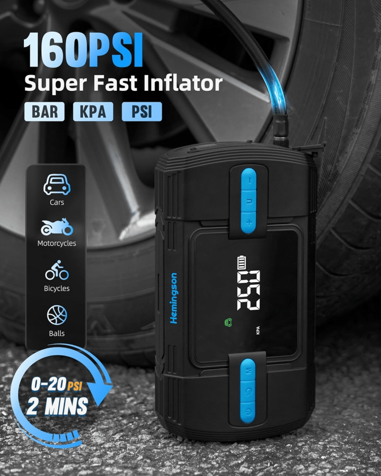 car jump starter with air compressor, hemingson 160psi 3000a portable car battery jump starter (9.0l gas/8.0l diesel), 12v car battery jump box jumper starter with oversized lcd display, lights car jump starter with air compressor, hemingson 160psi 3000a portable car battery jump starter (9.0l gas/8.0l diesel), 12v car battery jump box jumper starter with oversized lcd display, lights