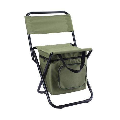 folding camping chair with storage bag lightweight portable outdoor fishing stool green