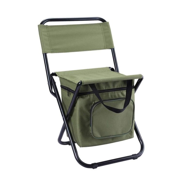 folding camping chair with storage bag lightweight portable outdoor fishing stool green