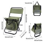 folding camping chair with storage bag lightweight portable outdoor fishing stool green