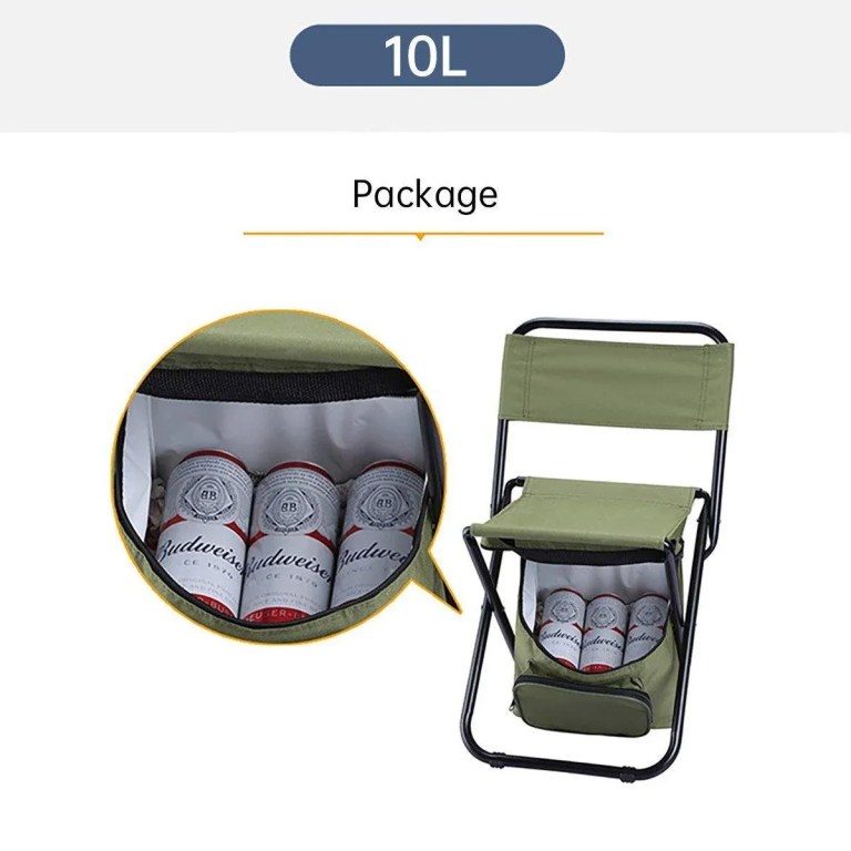 folding camping chair with storage bag lightweight portable outdoor fishing stool green