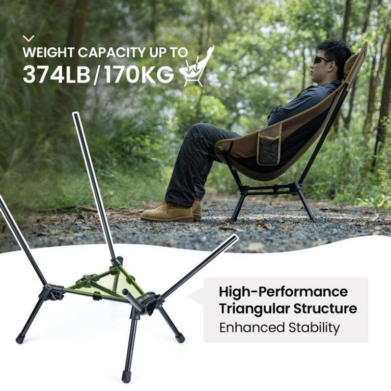 portable high back camping chair khaki