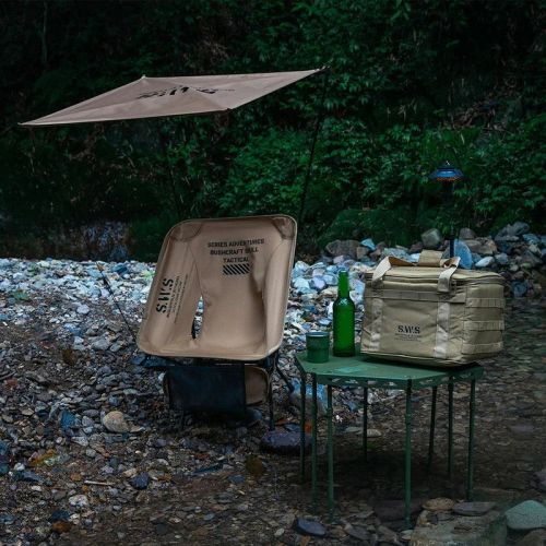 sunshade awning folding chair set khaki