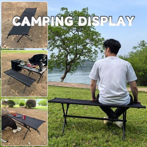 folding double camping stool black