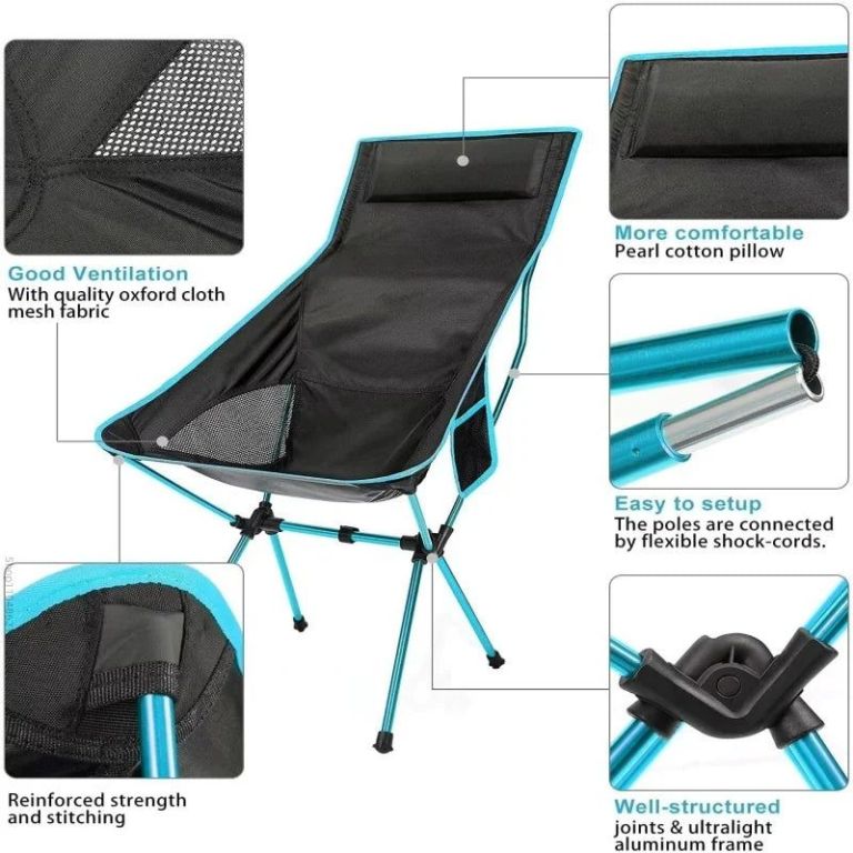 ultra light folding camping chair blue