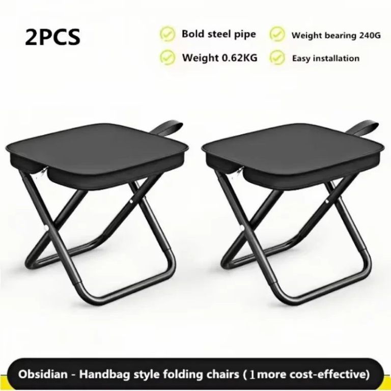 2pcs portable folding backpack stools black 2pcs portable folding backpack stools black