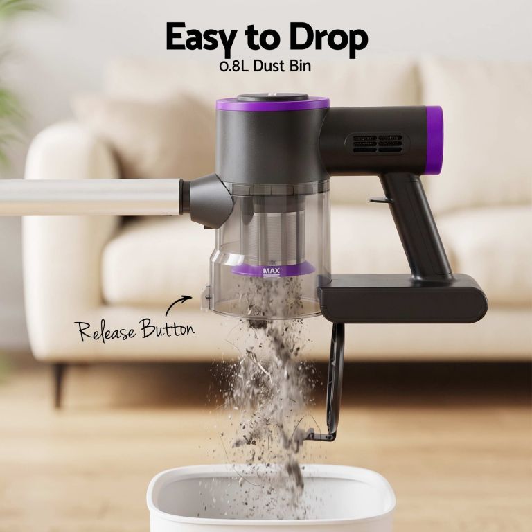 devanti 3 in 1 corded stick vacuum cleaner, 16000pa strong suction, purple