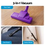 devanti 3 in 1 corded stick vacuum cleaner, 16000pa strong suction, purple