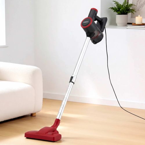 devanti 3 in 1 corded stick vacuum cleaner, 16000pa strong suction, red