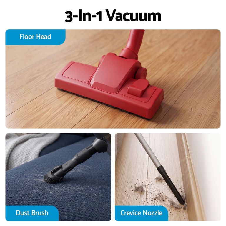 devanti 3 in 1 corded stick vacuum cleaner, 16000pa strong suction, red devanti 3 in 1 corded stick vacuum cleaner, 16000pa strong suction, red