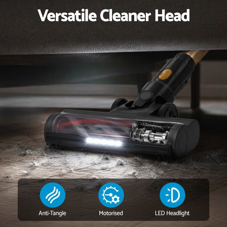 devanti 30000pa cordless stick vacuum cleaner 4 in 1 handheld vac, gold