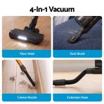 devanti 30000pa cordless stick vacuum cleaner 4 in 1 handheld vac, gold