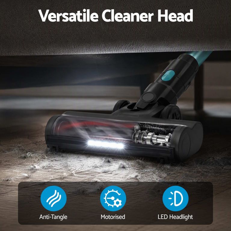 devanti 30000pa cordless stick vacuum cleaner 4 in 1 handheld vac, green