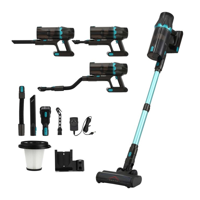 devanti 30000pa cordless stick vacuum cleaner 4 in 1 handheld vac, green