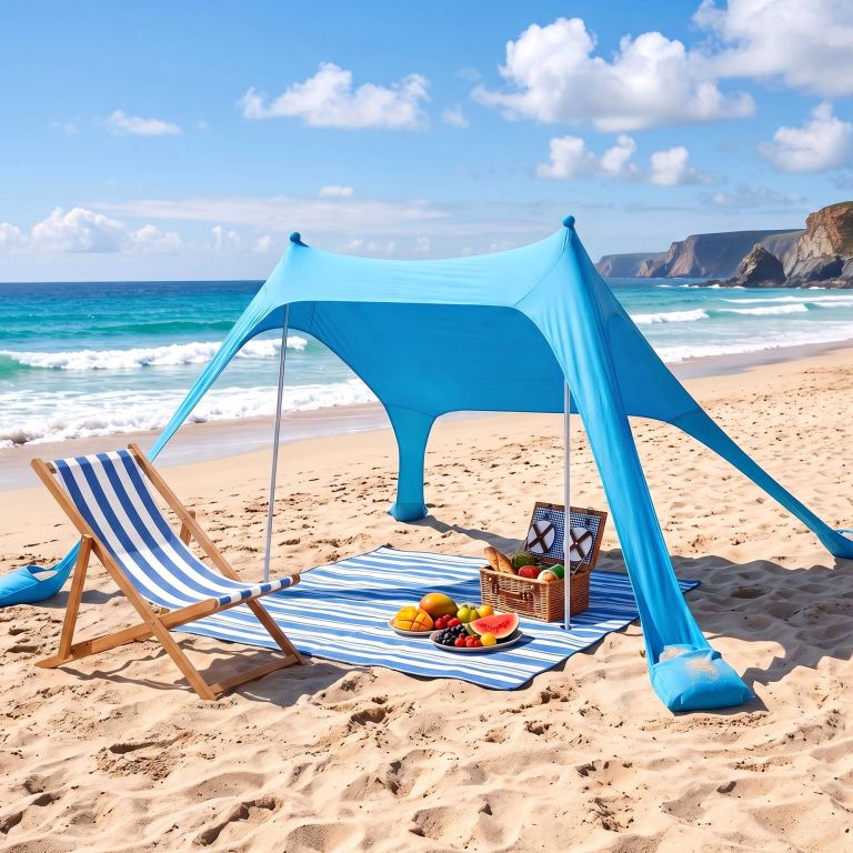 weisshorn camping tent beach tent canopy sun shelter portable blue