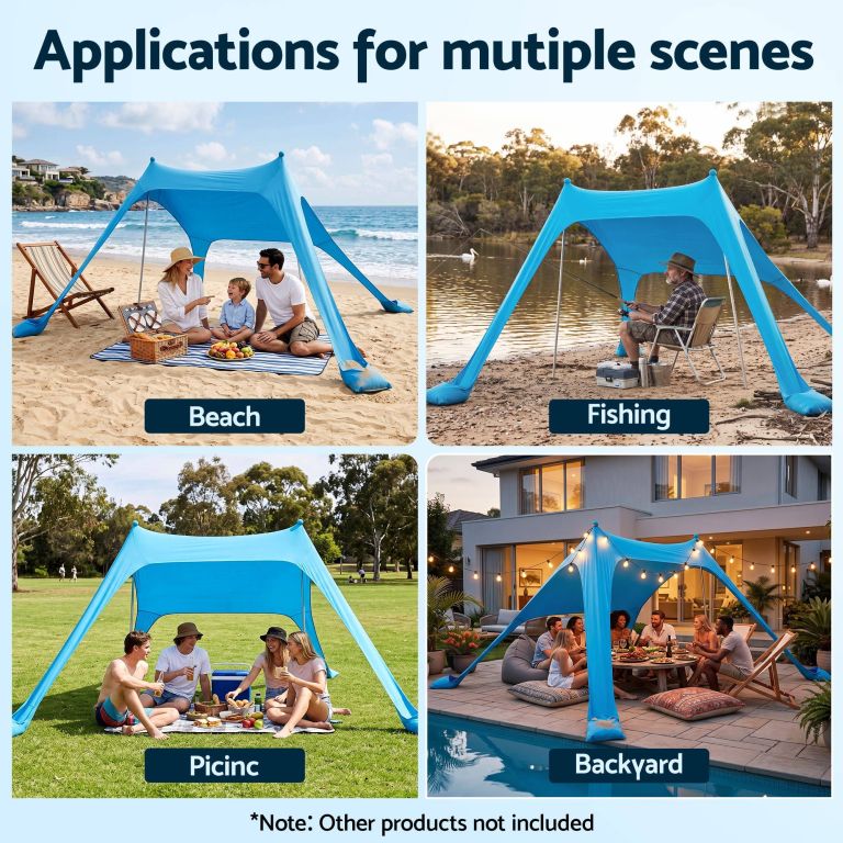 weisshorn camping tent beach tent canopy sun shelter portable blue