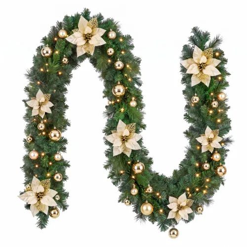 jingle jollys 2.7m christmas garland 8 mode leds timing 200 tips flowers balls jingle jollys 2.7m christmas garland 8 mode leds timing 200 tips flowers balls