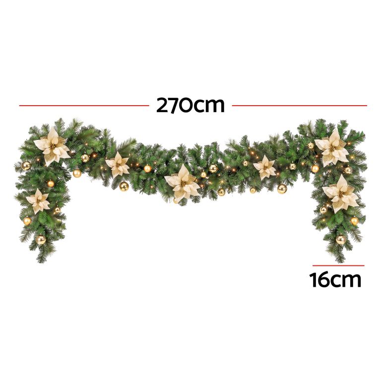 jingle jollys 2.7m christmas garland 8 mode leds timing 200 tips flowers balls jingle jollys 2.7m christmas garland 8 mode leds timing 200 tips flowers balls