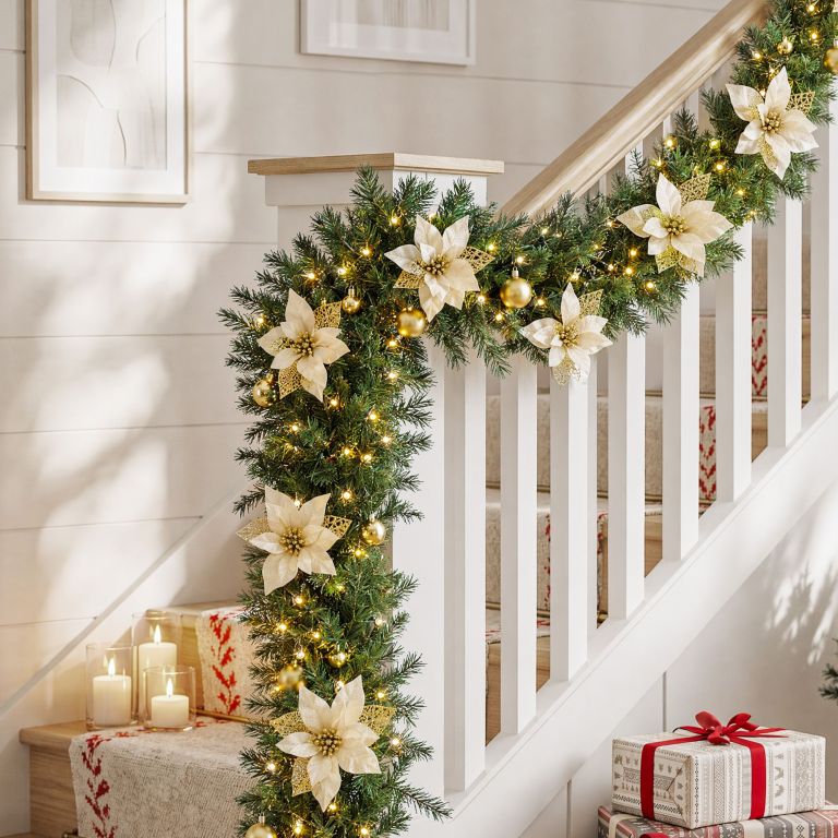 jingle jollys 2.7m christmas garland 8 mode leds timing 200 tips flowers balls jingle jollys 2.7m christmas garland 8 mode leds timing 200 tips flowers balls