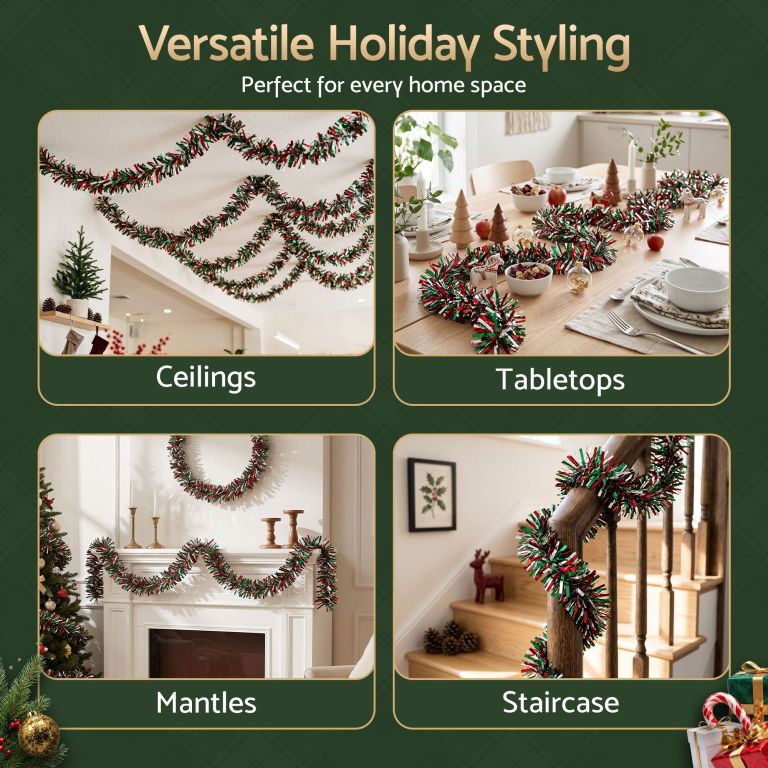 jingle jollys 20m christmas tinsel garland mixed colors xmas party decoration jingle jollys 20m christmas tinsel garland mixed colors xmas party decoration