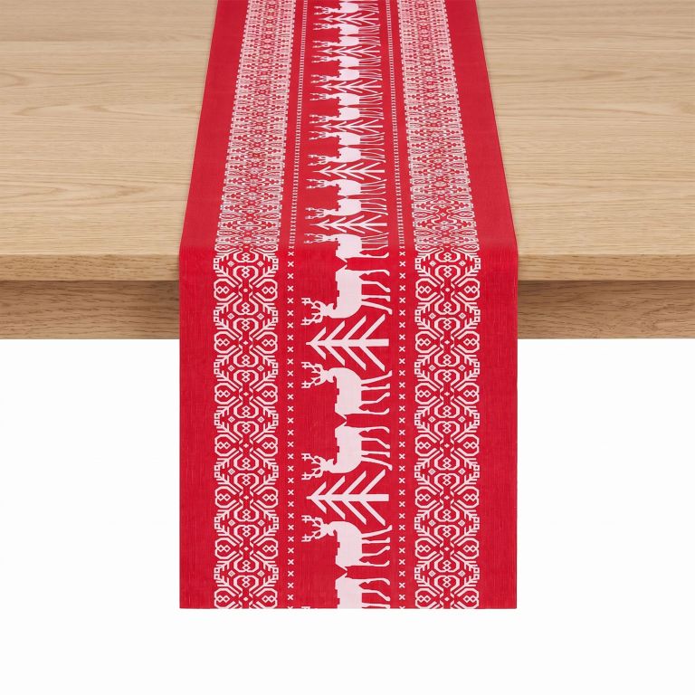 jingle jollys christmas table runner reindeers 270x28cm dining party decor red