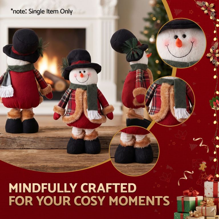 jingle jollys christmas snowman ornament 40 56cm telescopic tabletop decoration doll, adjustable length for tabletop, window, mantel, indoor holiday decor