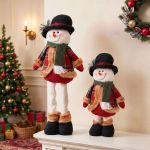 jingle jollys christmas snowman ornament 40 56cm telescopic tabletop decoration doll, adjustable length for tabletop, window, mantel, indoor holiday decor