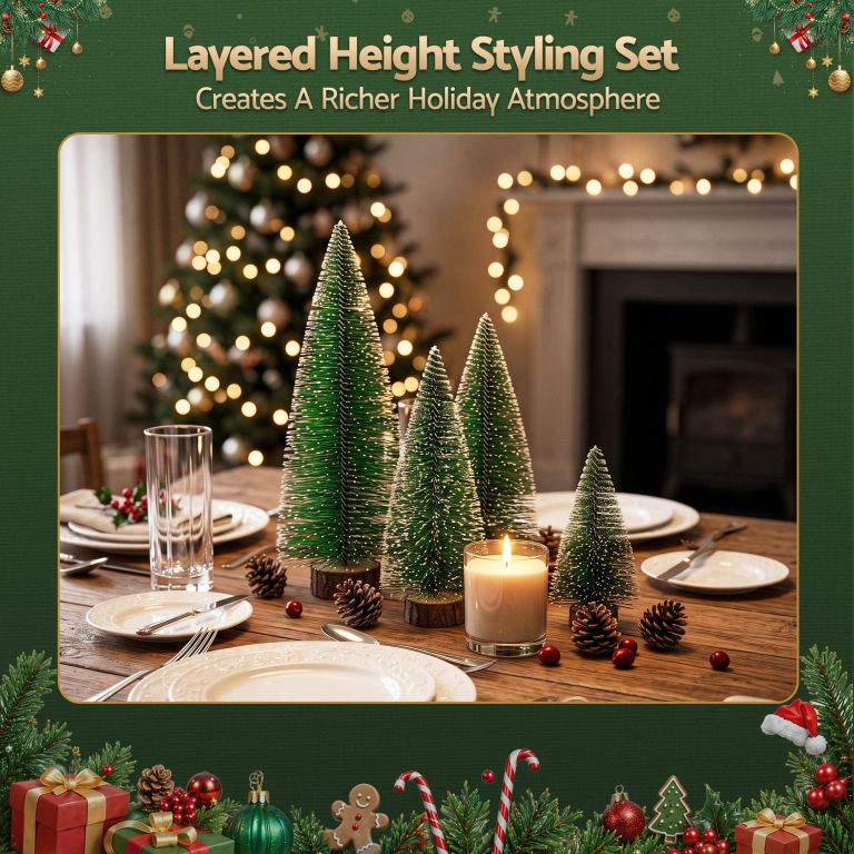 jingle jollys christmas table decoration 4pcs mini tree set frosted party decor