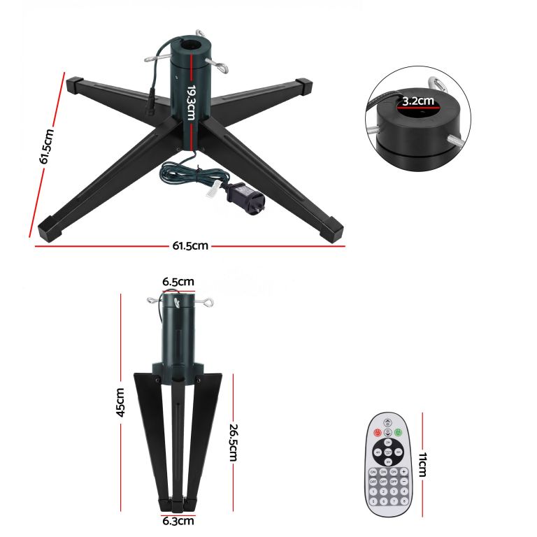jingle jollys christmas tree stand 360° rotating for xmas tree up to 2.7m with remote control