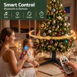 jingle jollys christmas tree stand 360° rotating for xmas tree up to 2.7m with remote control