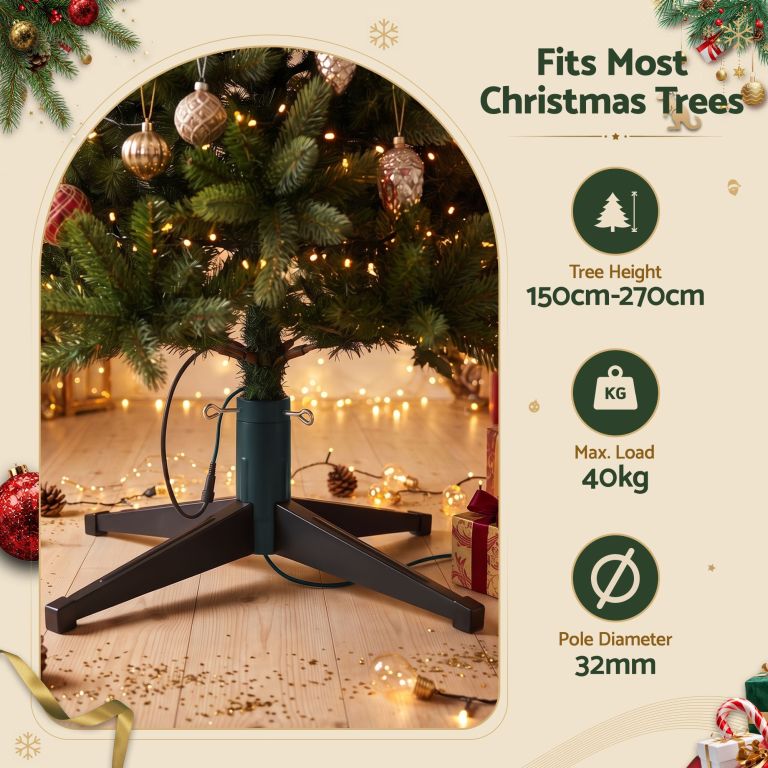 jingle jollys christmas tree stand 360° rotating for xmas tree up to 2.7m with remote control