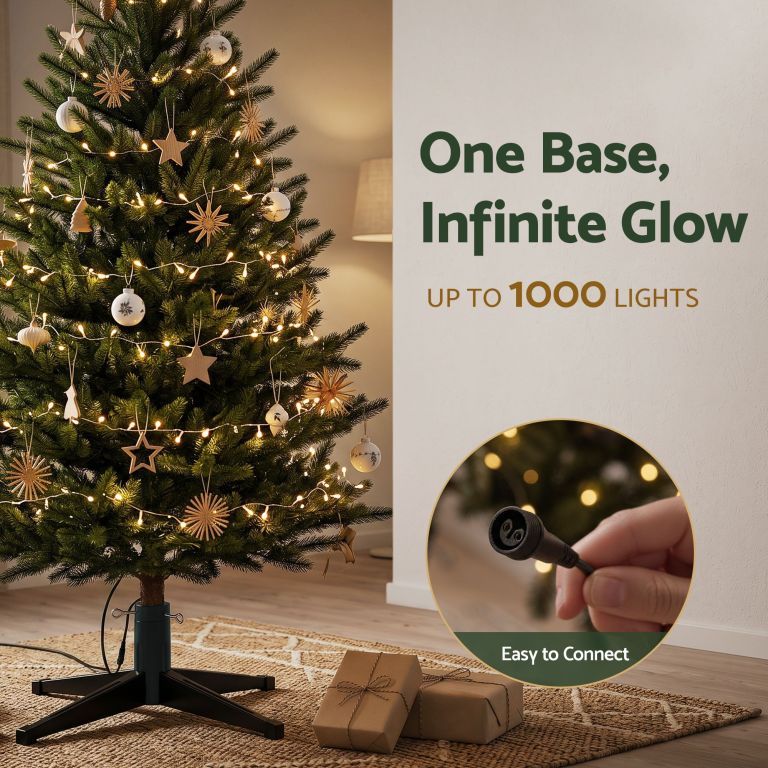 jingle jollys christmas tree stand 360° rotating for xmas tree up to 2.7m with remote control