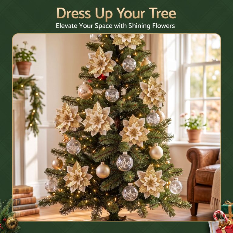 jingle jollys 10pcs christmas tree flower set garland wreath poinsettia decorations jingle jollys 10pcs christmas tree flower set garland wreath poinsettia decorations