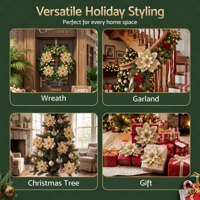 jingle jollys 10pcs christmas tree flower set garland wreath poinsettia decorations jingle jollys 10pcs christmas tree flower set garland wreath poinsettia decorations