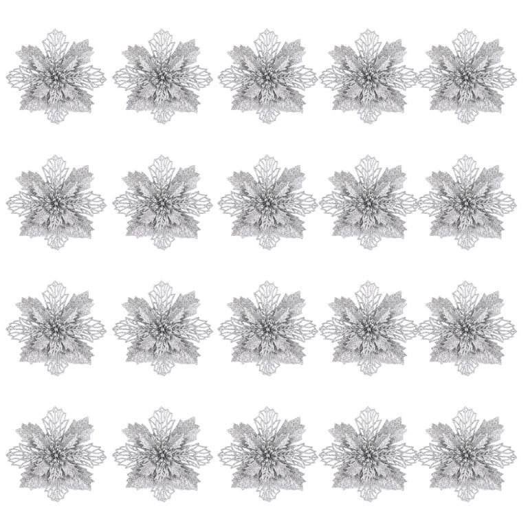 jingle jollys 20pcs christmas tree flower set garland wreath poinsettia decorations