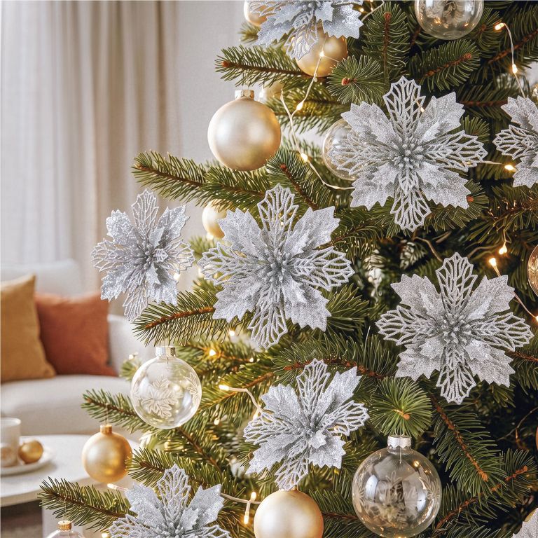jingle jollys 20pcs christmas tree flower set garland wreath poinsettia decorations