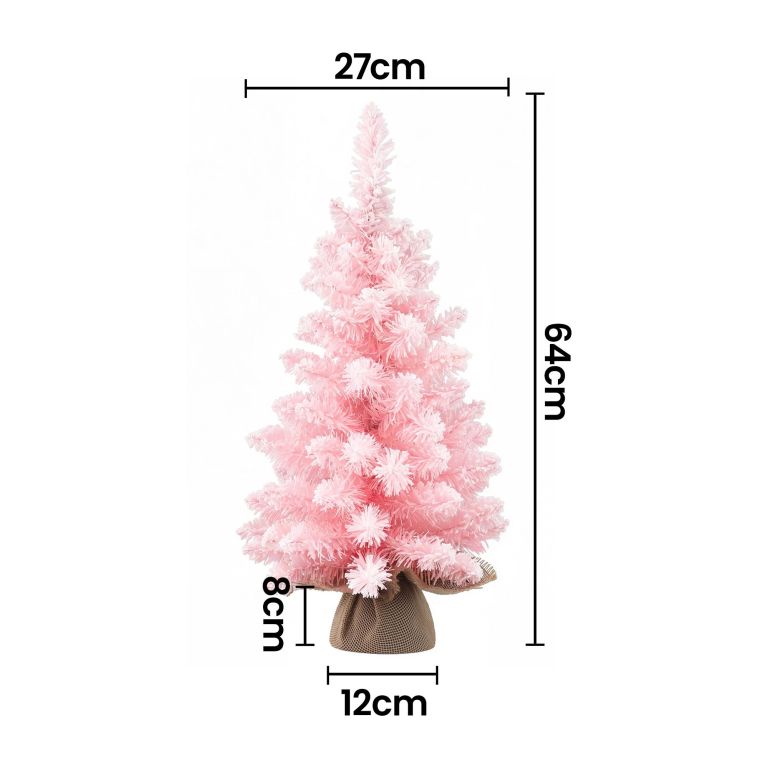 jingle jollys 60cm flocked pink christmas tree mini tabletop xmas tree